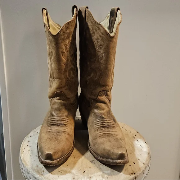 Corral Vintage Naham Distressed Western Boots 7.5 Tan Brown 👢 - Picture 3 of 7